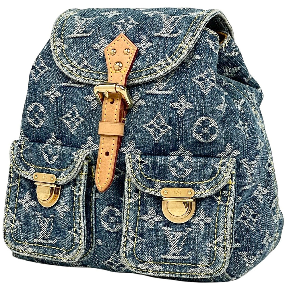 Louis Vuitton Sac Ad Backpack Daypack Rucksack Monogram Denim Blue